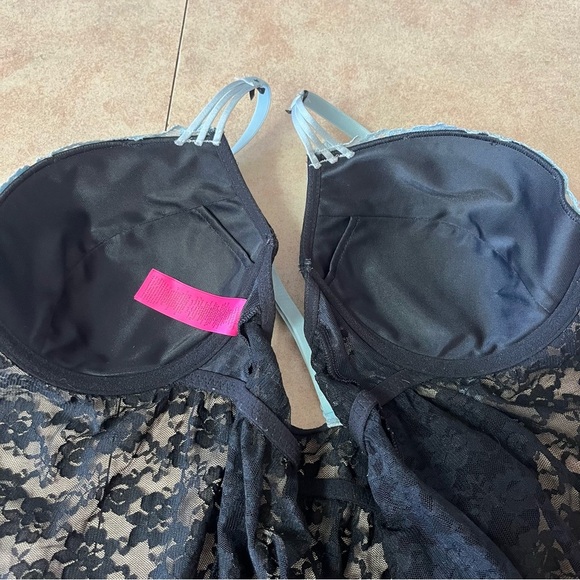 La Senza Black and Blue Lace Babydoll Lingerie - Picture 8 of 12